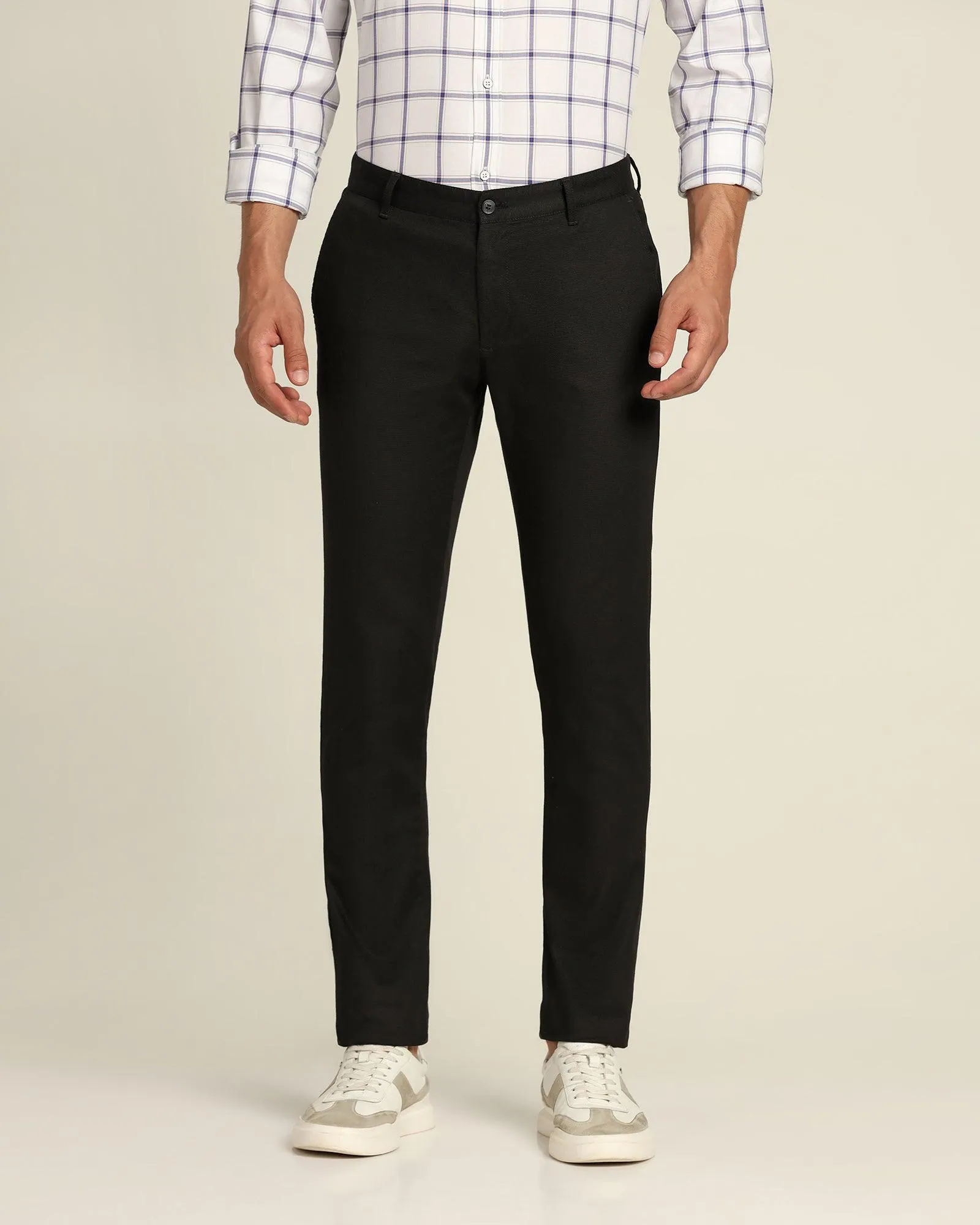 Slim Fit B-91 Casual Black Textured Khakis - Altus