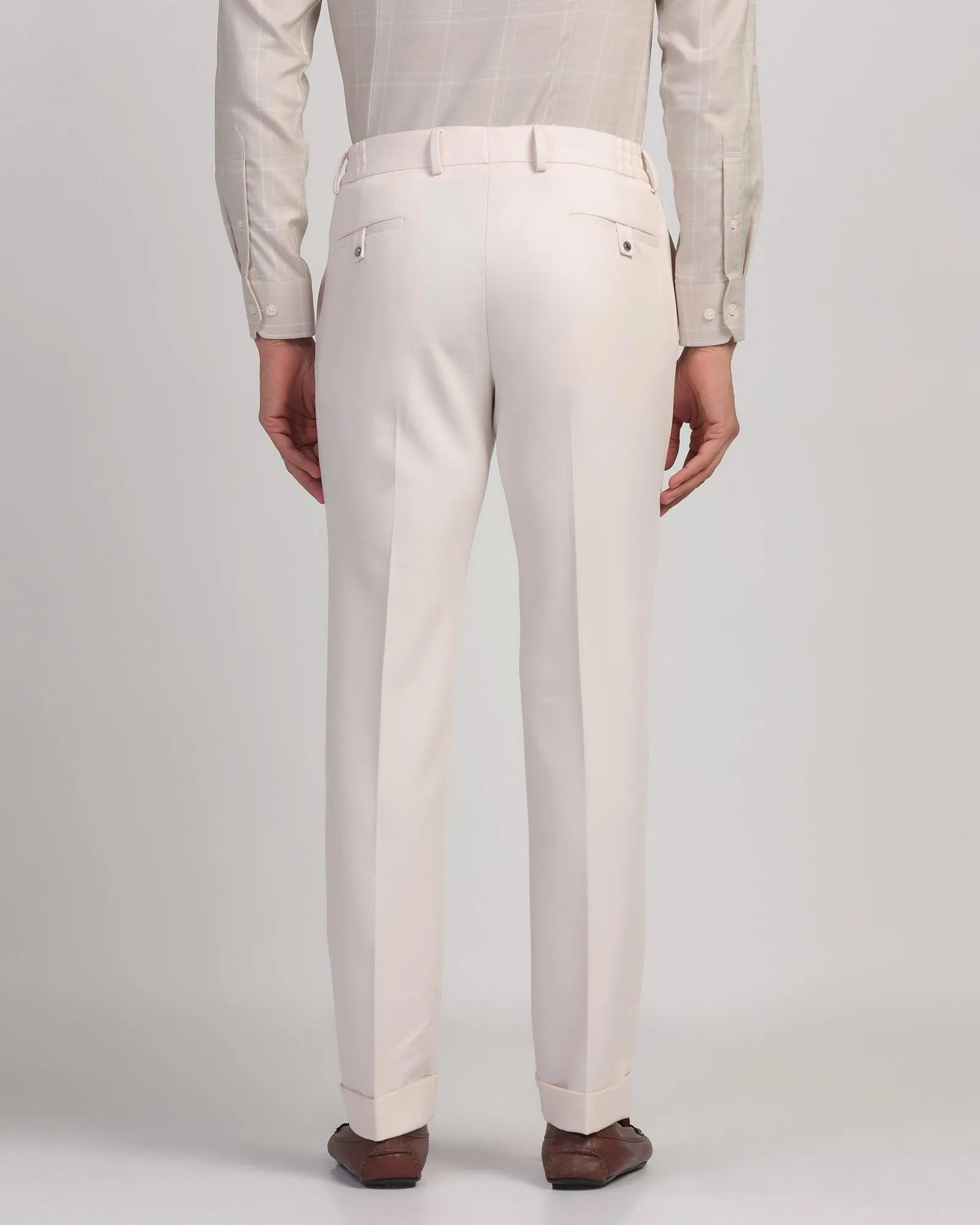 Slim Fit B-91 Formal Beige Solid Trouser - Hayabusa