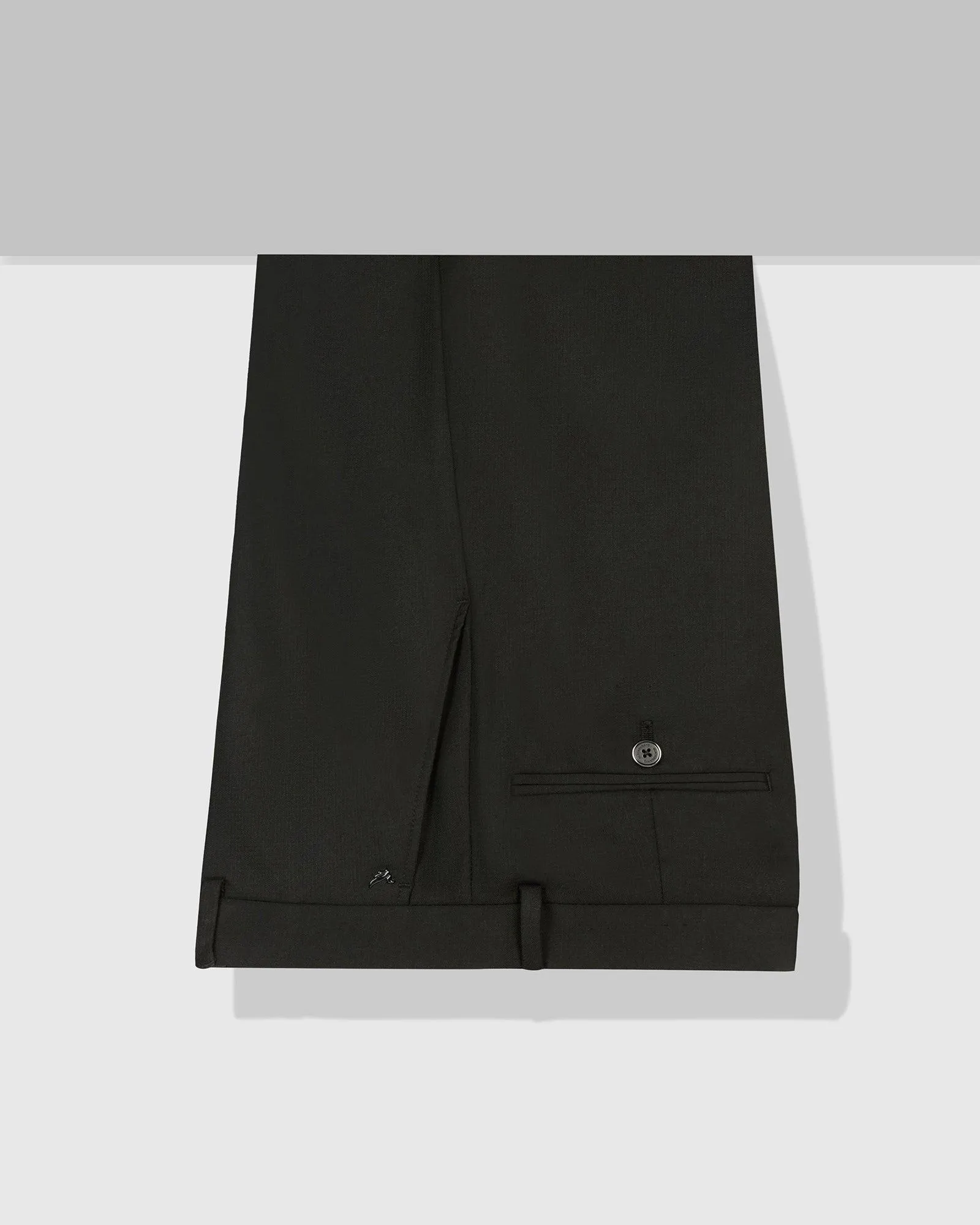 Straight B-90 Formal Black Textured Trouser - Buzid