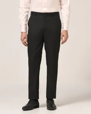 Straight B-90 Formal Black Textured Trouser - Buzid