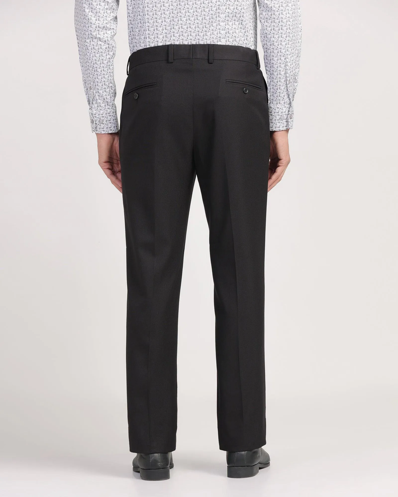 Straight B-90 Formal Black Textured Trouser - Passion