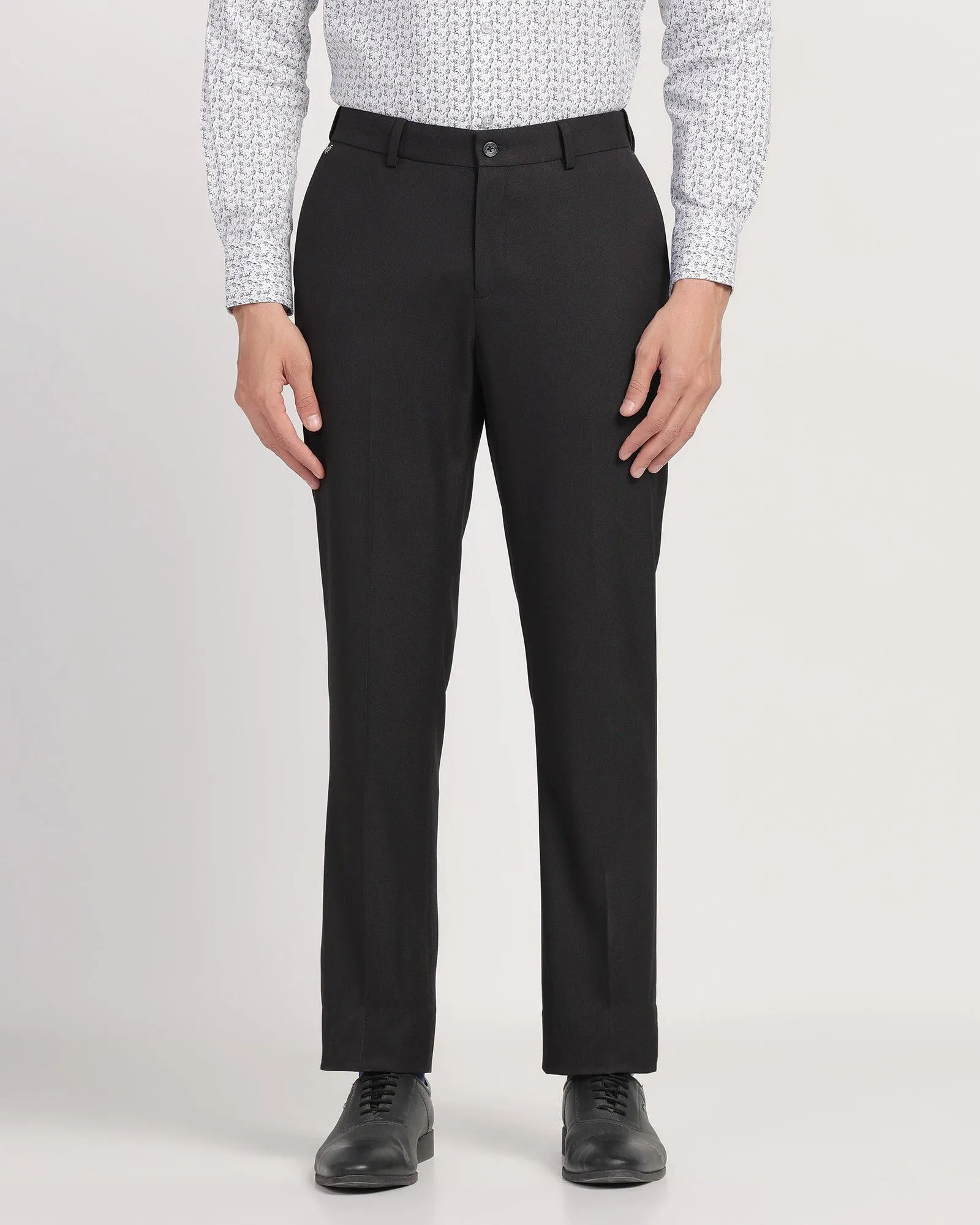 Straight B-90 Formal Black Textured Trouser - Passion