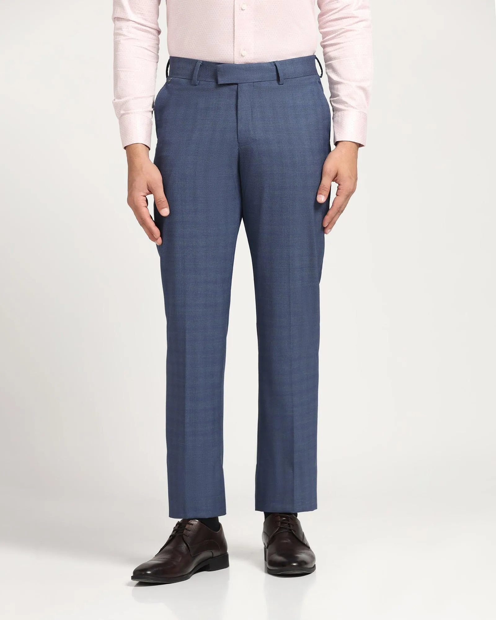 Straight B-90 Formal Blue Check Trouser - Yin