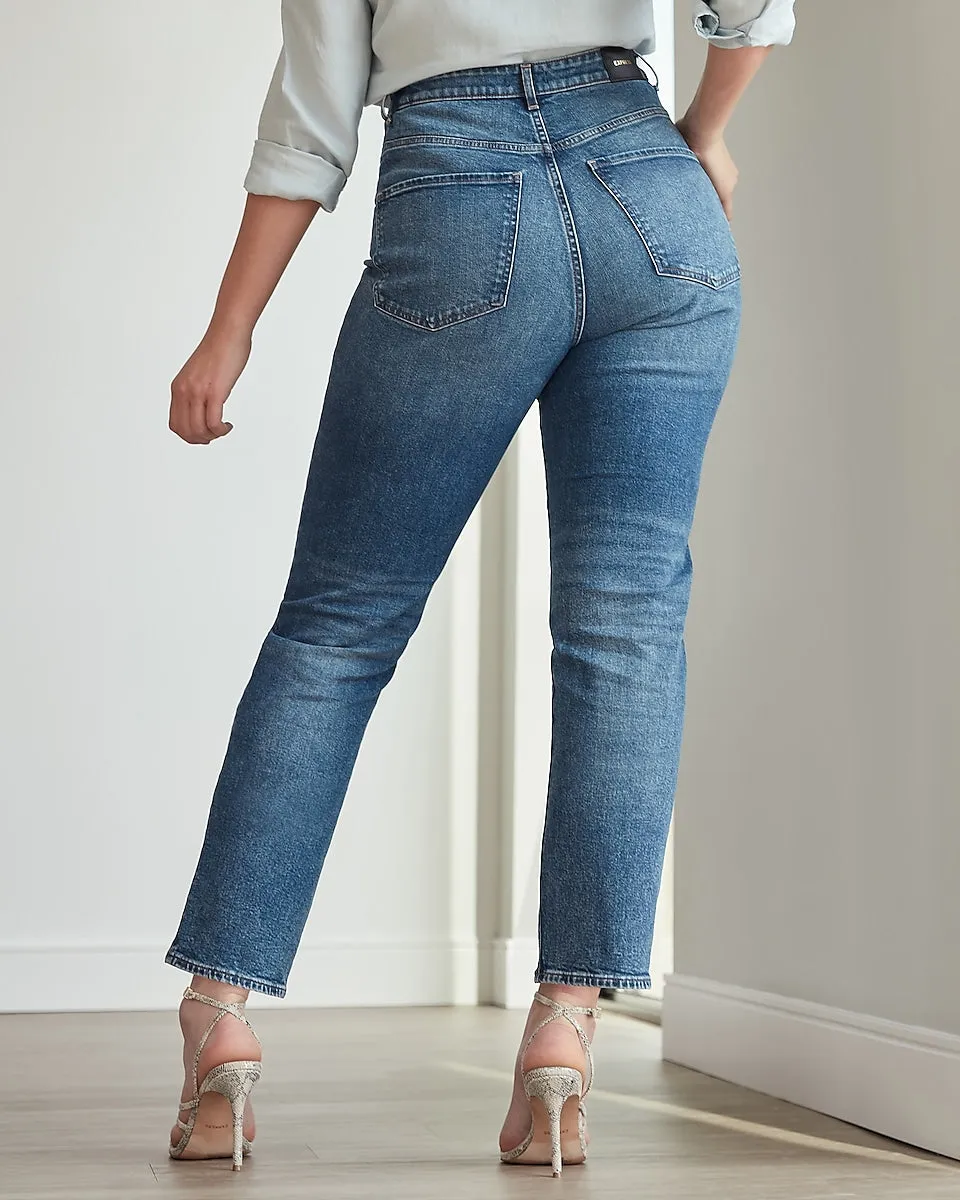 Super High Waisted Curvy Slim Jeans in Medium Wash