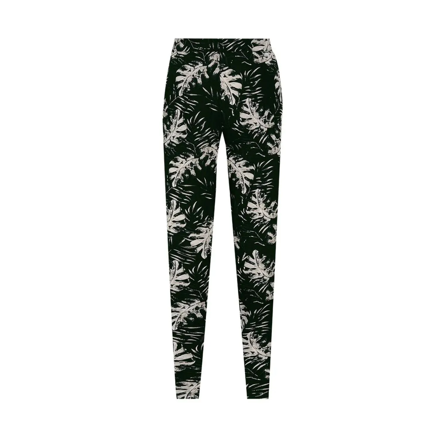 TIGI 14/16 Black Monstrera Leaf All Over Print Trouser