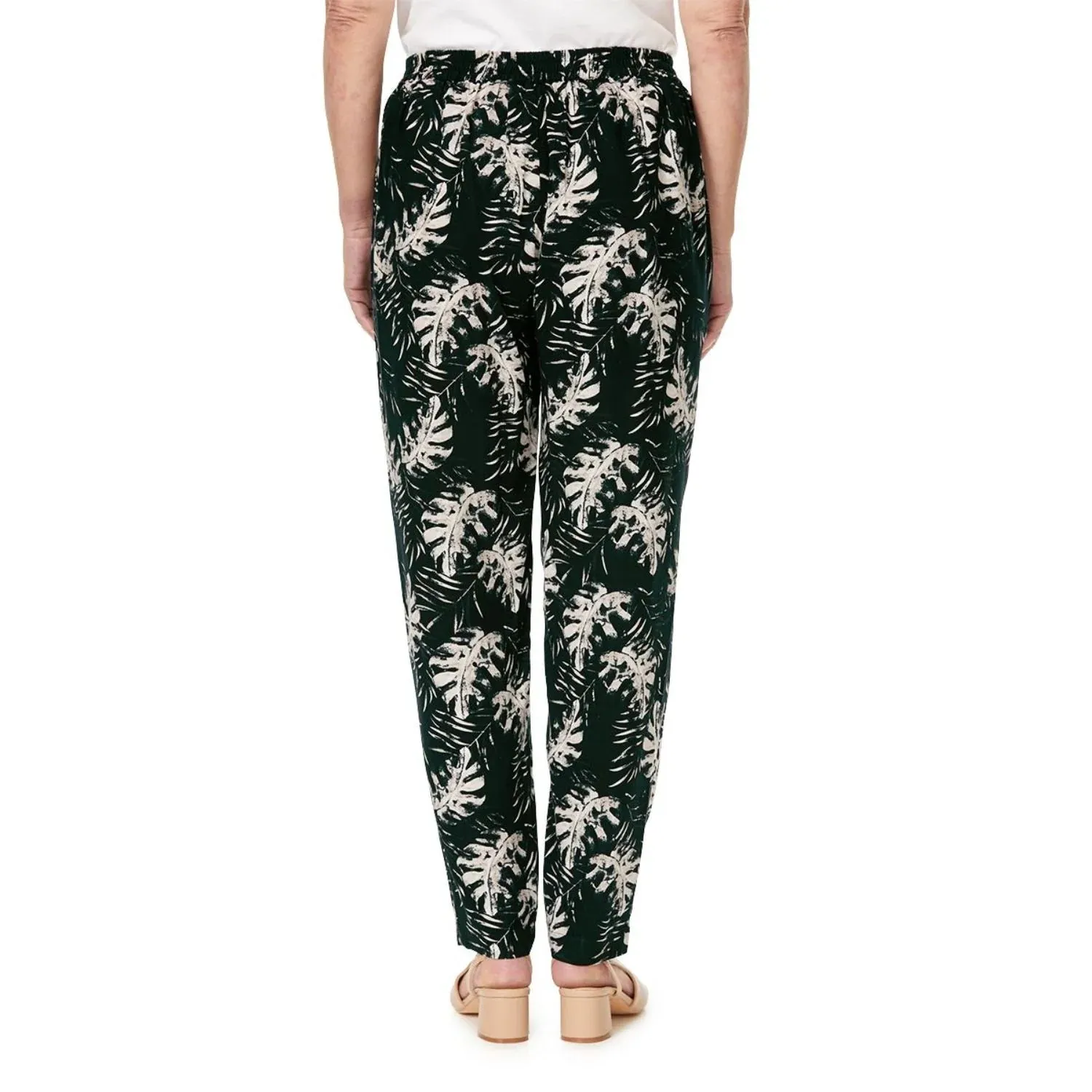 TIGI 14/16 Black Monstrera Leaf All Over Print Trouser