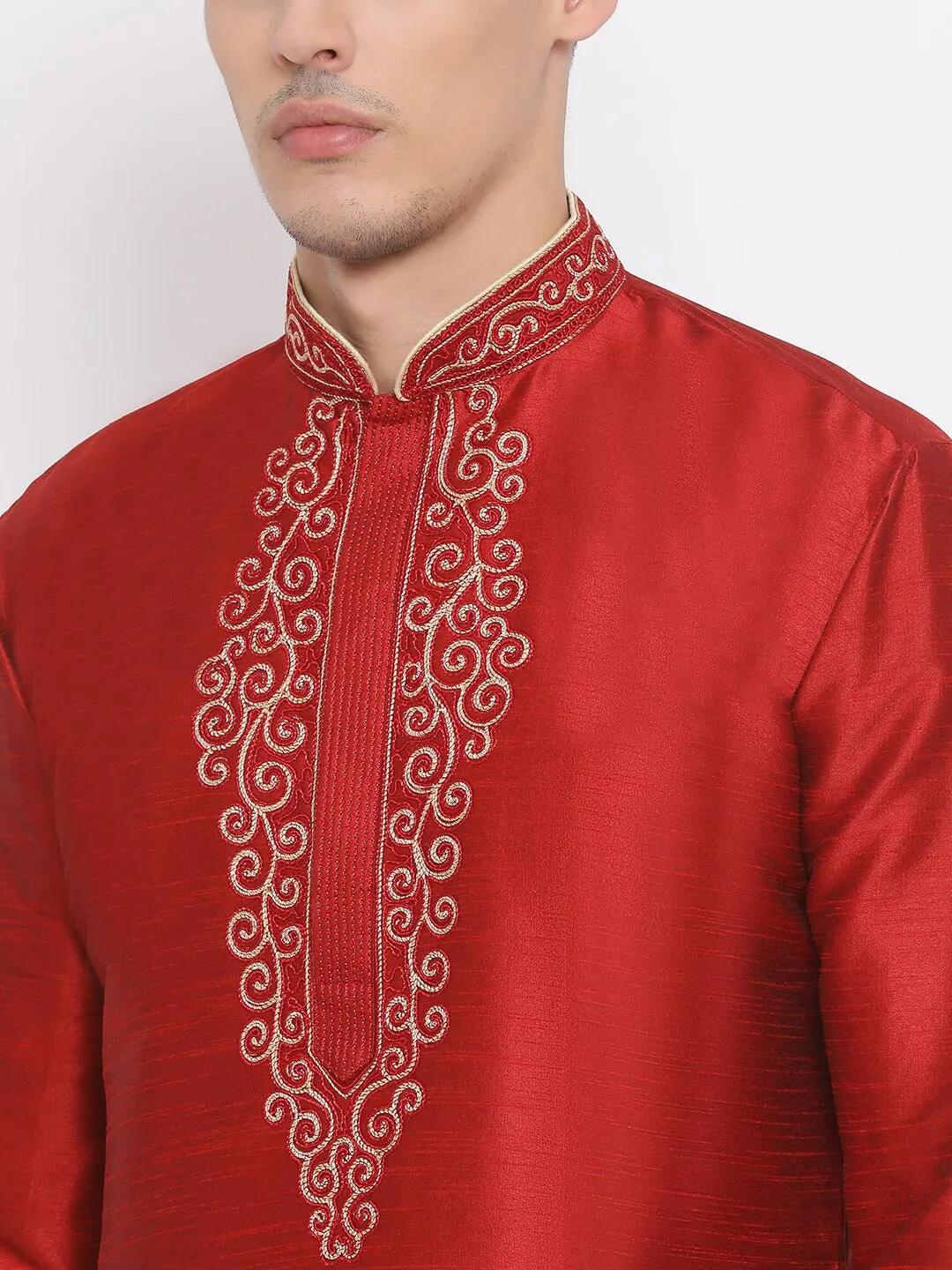 VASTRAMAY Maroon Kurta Pyjama Set