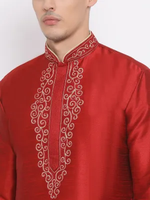 VASTRAMAY Maroon Kurta Pyjama Set