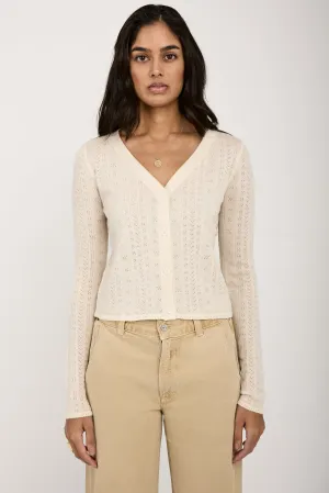 Vincent Pointelle Knit Cardigan in Gardenia