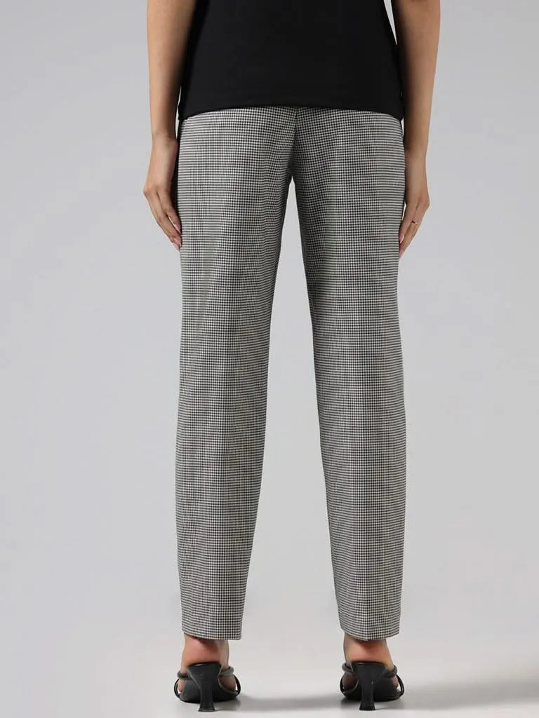 Wardrobe Black Mini-Houndstooth Checked Tailored Trousers