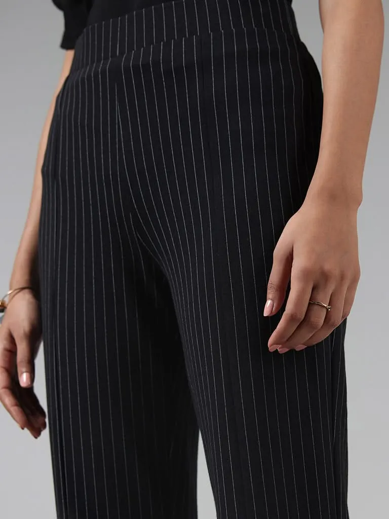 Wardrobe Black Striped Ponte Trousers