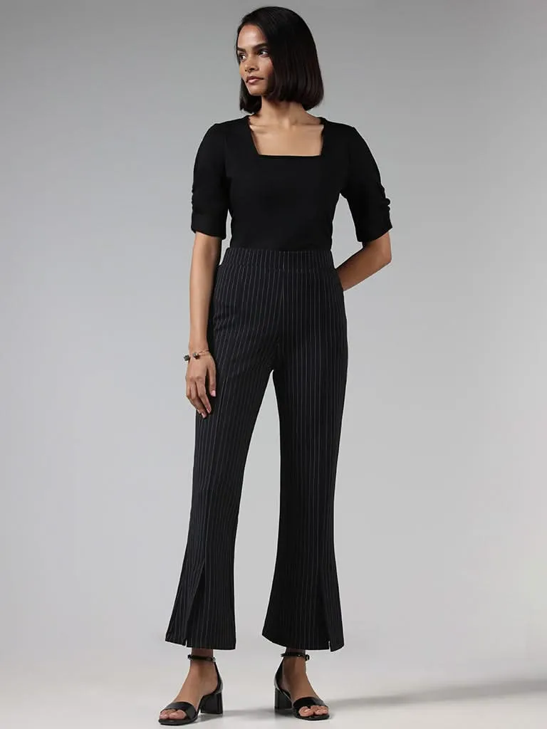 Wardrobe Black Striped Ponte Trousers