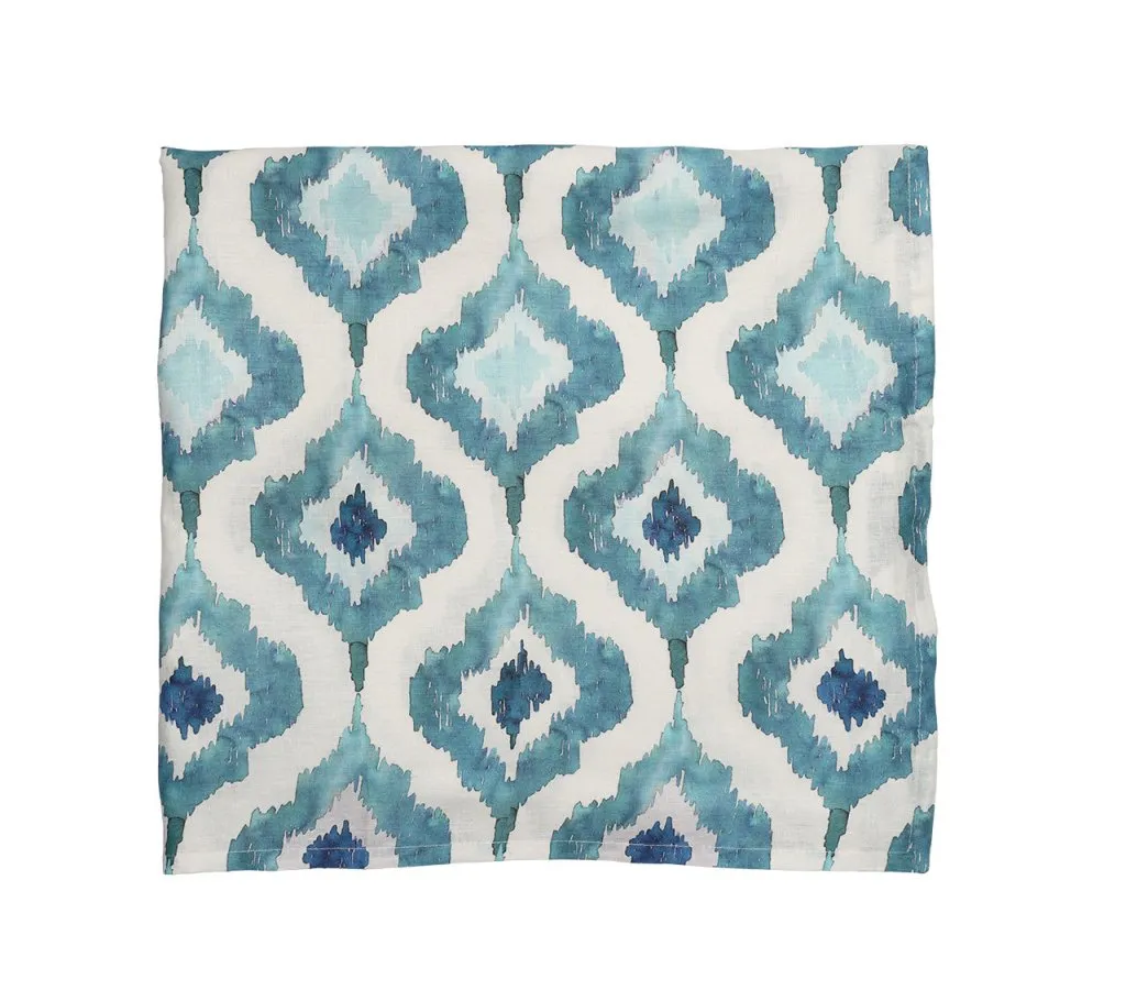 Watercolor Ikat Tablecloth in Blue