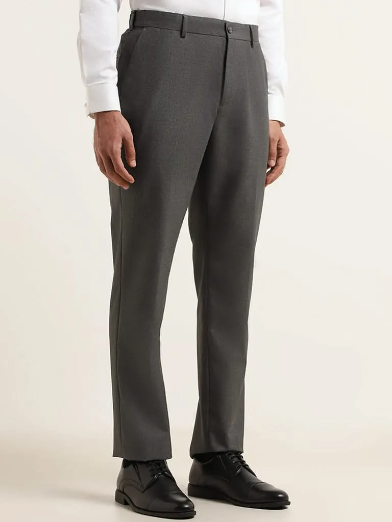 WES Formals Grey Relaxed Fit Trousers