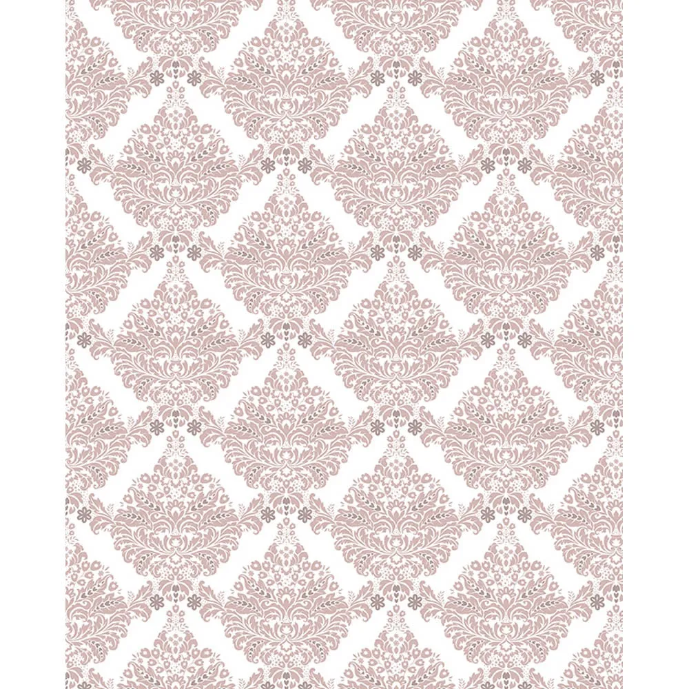 White & Blush Damask Printed Backdrop