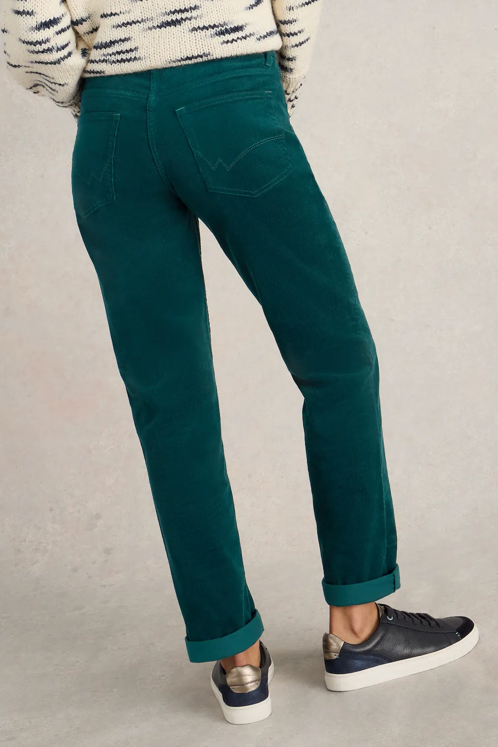 White Stuff Brooke Straight Cord Trouser in Dark Green