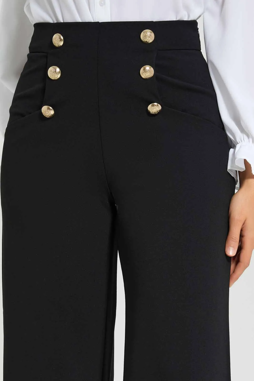 Women Black Wide Leg Trouser