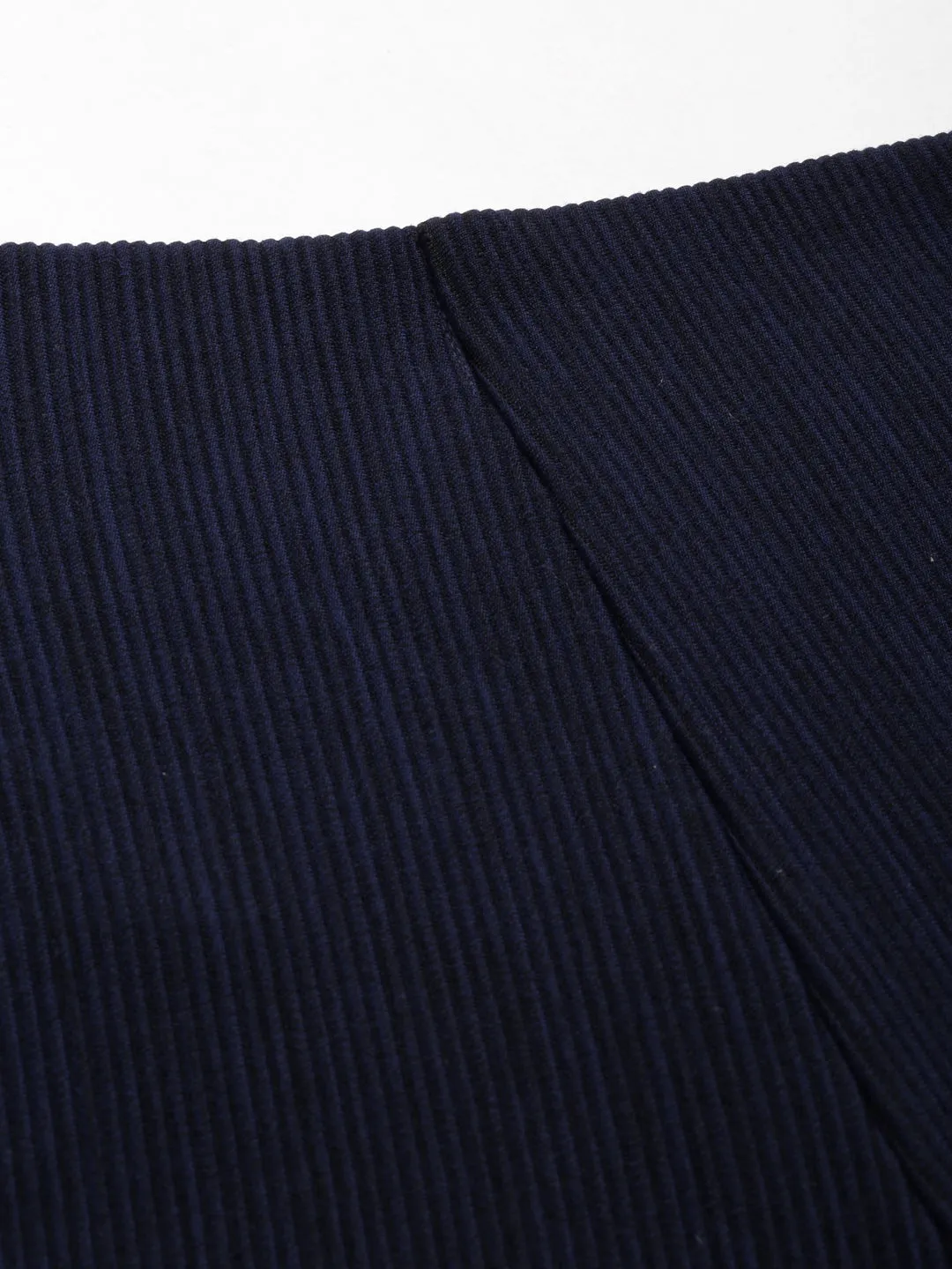 Women Navy Blue Solid Parallel Trouser