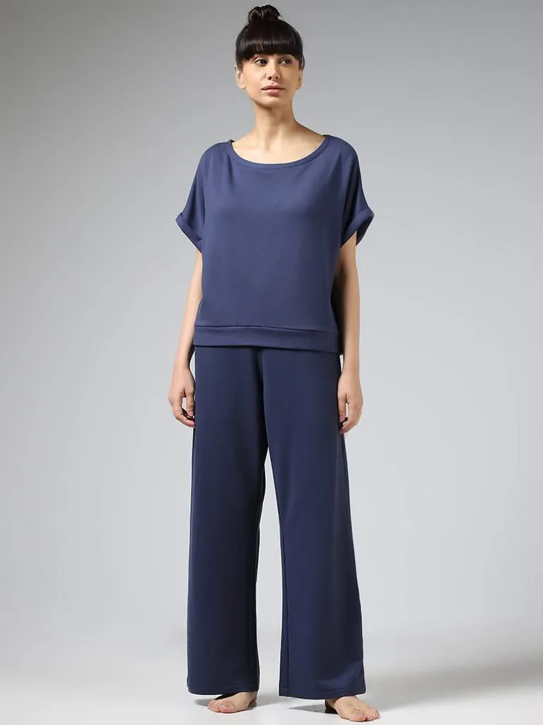 Wunderlove Graphite Blue Supersoft Wide-Leg Supersoft Trousers