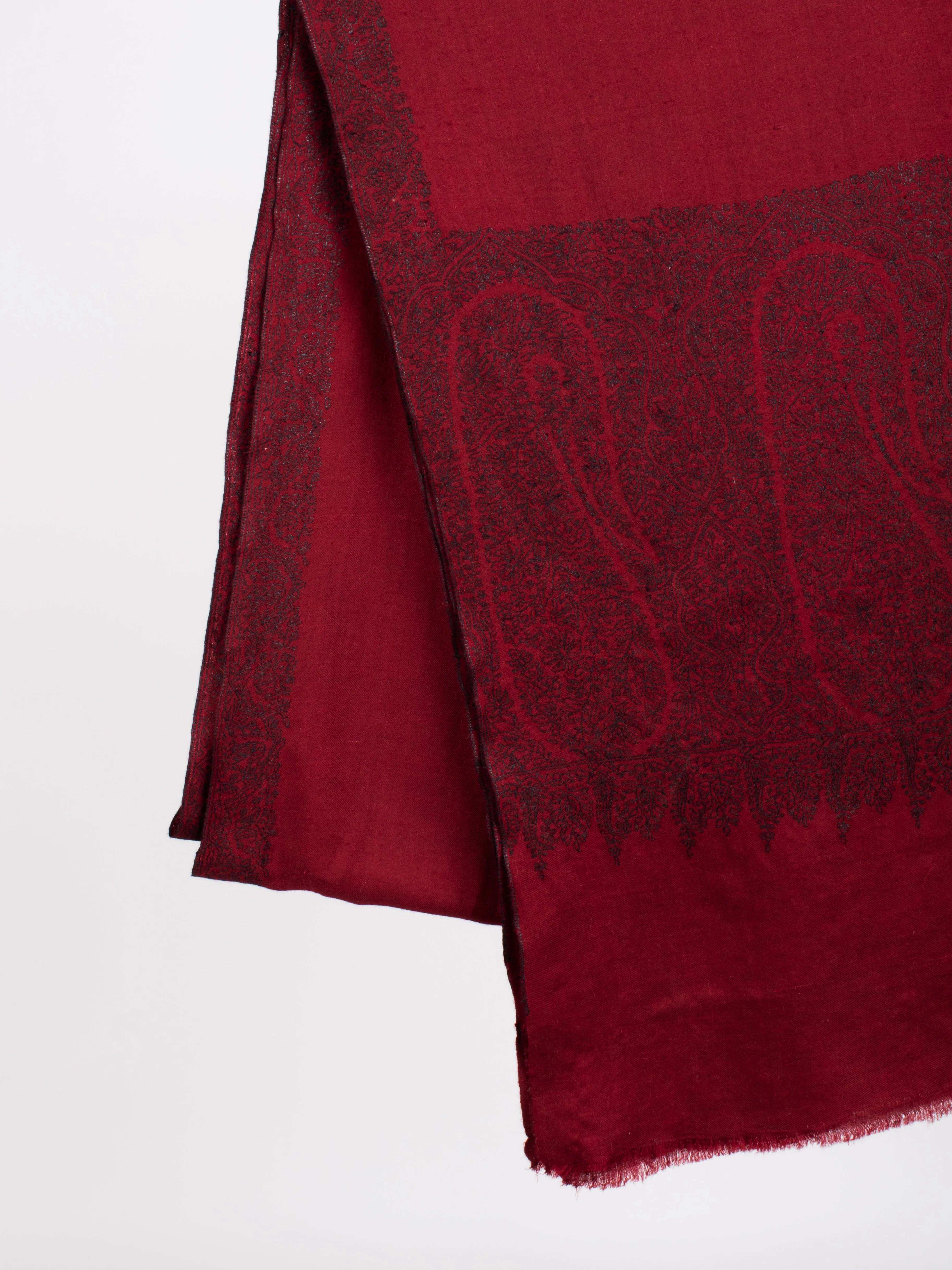 XL Red with Black Embroidery Festival Pashmina Wrap