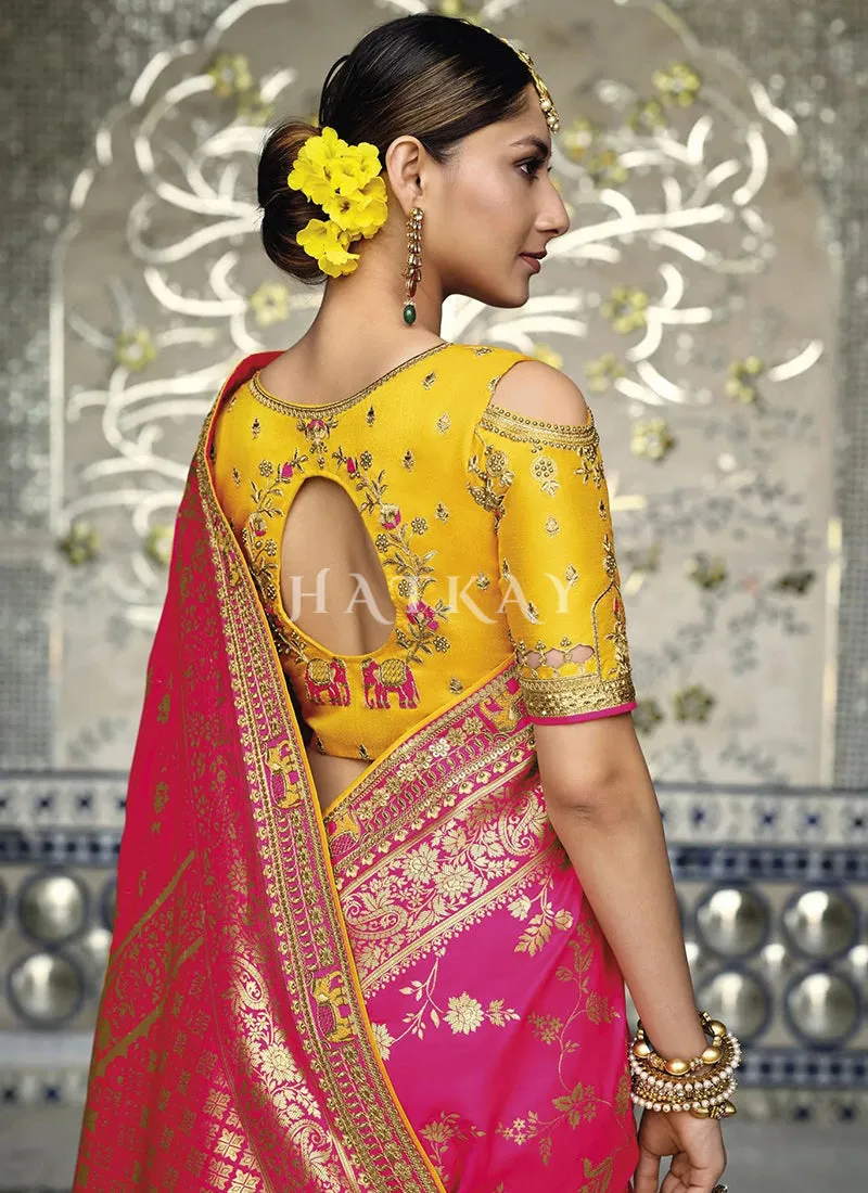 Yellowish Pink Dual Tone Silk Saree